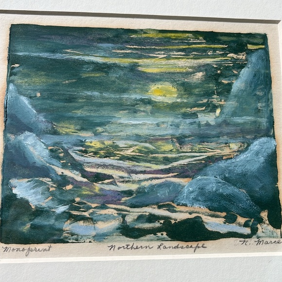 2 Monoprint Wilderness Waterfall/ Northern Landscape, signed - Picture 10 of 16